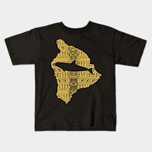 Golden Maori Dolphin Outline in a polynesian Pattern Hawaii Shape Kids T-Shirt